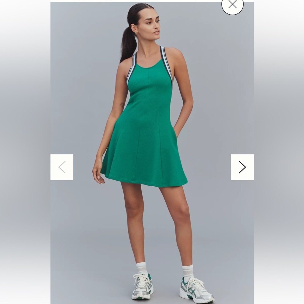 NWT Daily Practice Anthropologie crisscross back swing mini dress Green
